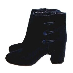 ​Nine West Blue Velvet Steampunk Ankle Boots Khraine Victorian Toggle Heel Size
